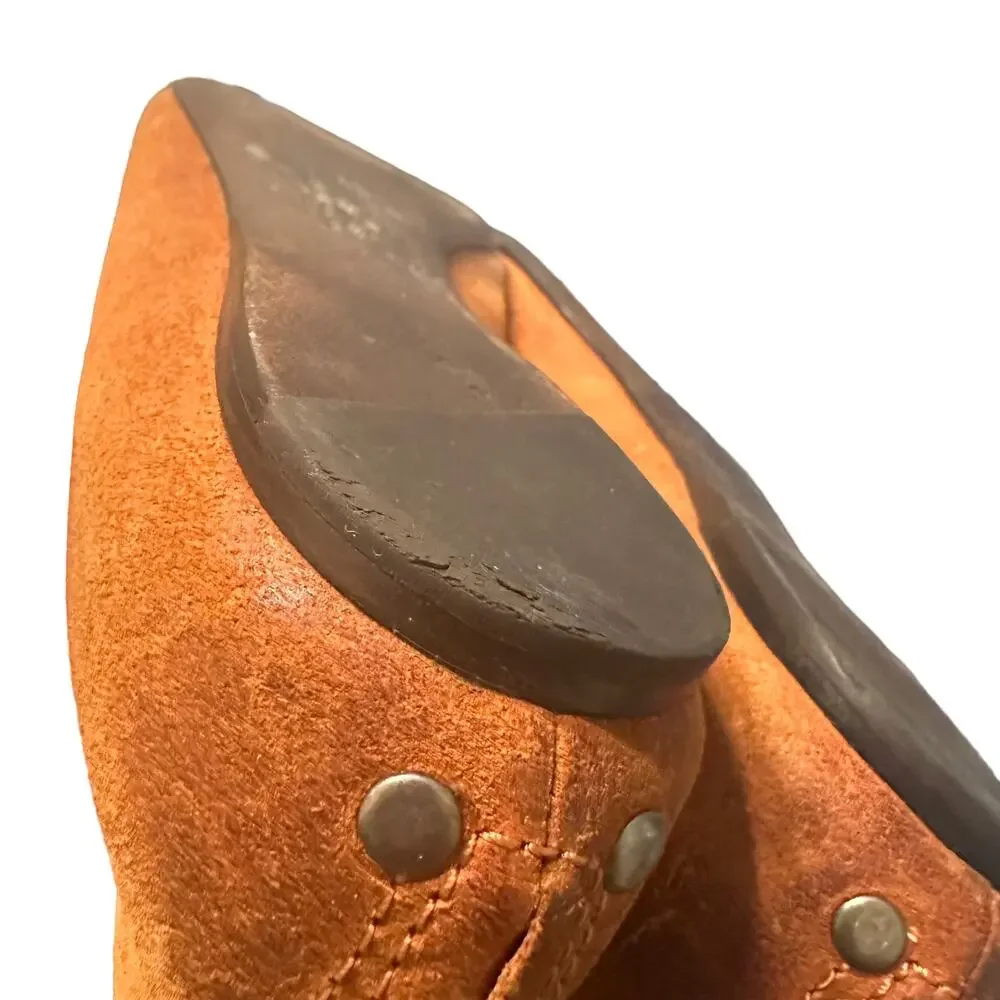 Vera Wang Rust Brown Leather Ballet Flats Back Zip Women’s Size 7
